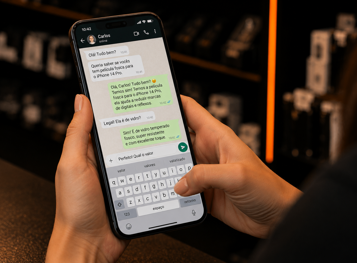 Atendimento da SOUCASE sendo realizado pelo WhatsApp